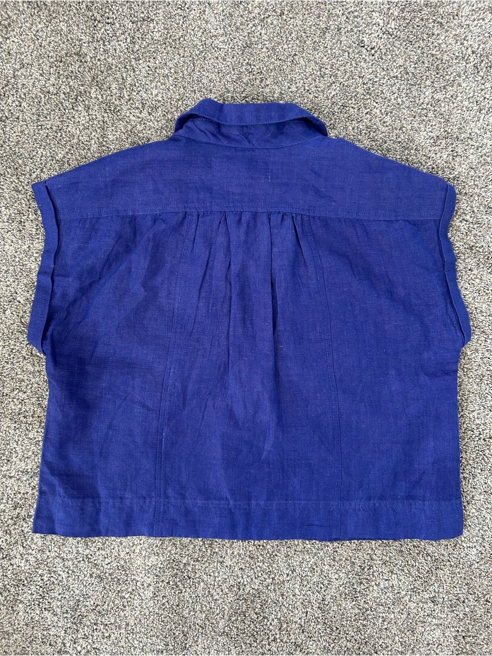 Anthropologie Linen Blend Boxy Crop Collared Shirt - Picture 6 of 10